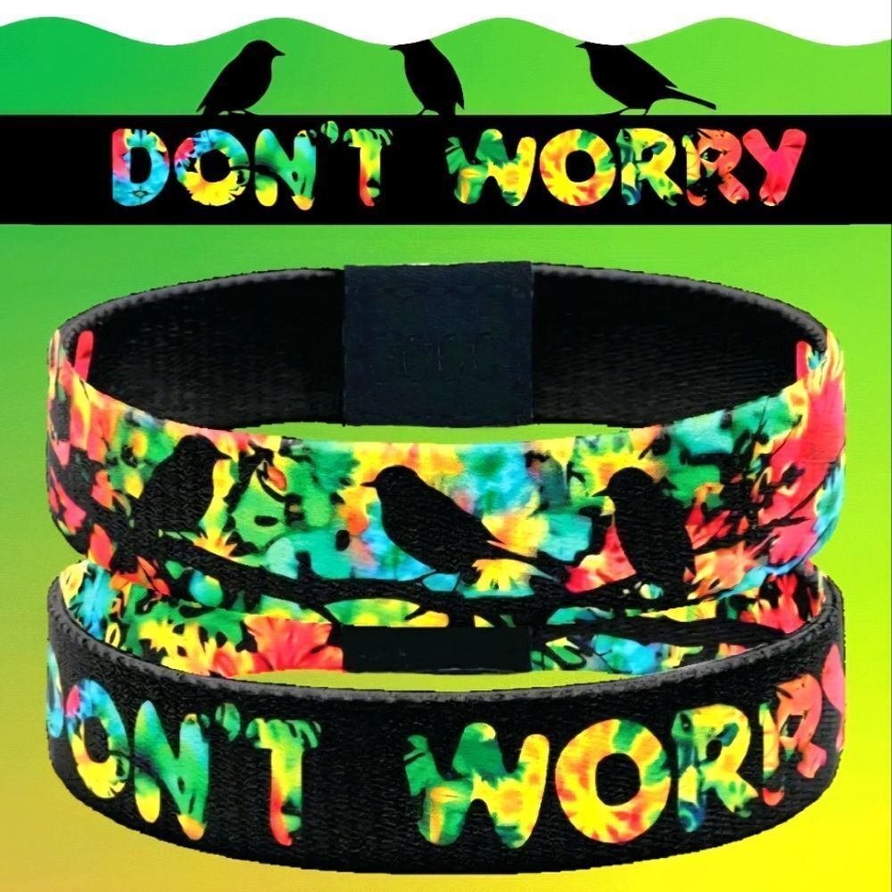ZOX "DON'T WORRY" #877 MUSIC FESTIVAL TIE DYE BIRDS COLLECTIBLE WRISTBAND